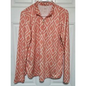 San Soleil 1/4 Zip UPF 50 Cooling Golf Pullover Size Large Peach Pink Shirt Top